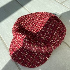 Red tweed gold paperboy hat brand new